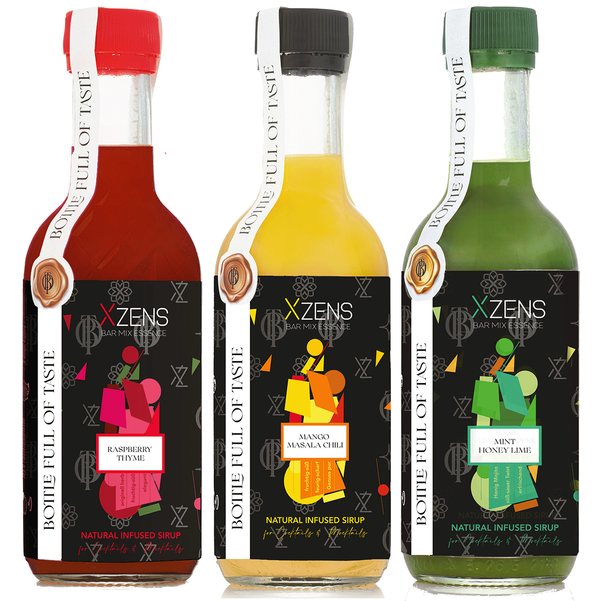 Xzens X³-TASTE (3-Pack) SUMMER LOVE | natural infused premium sirup | Bar Mix Essenz