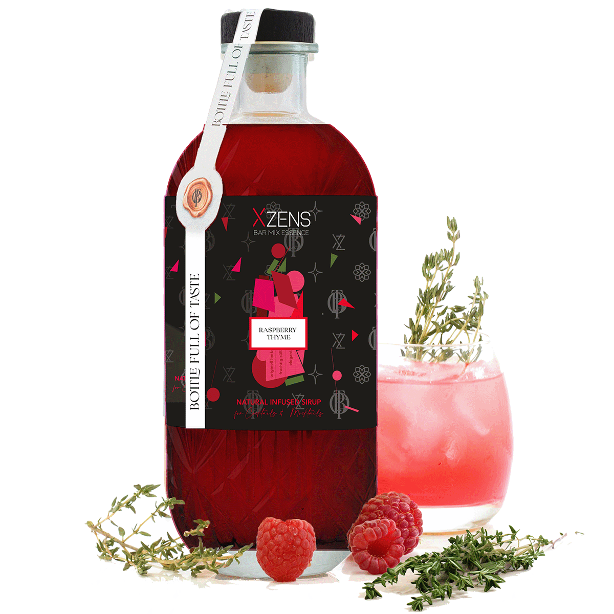 Xzens RASPBERRY / THYME | natural infused premium sirup | Bar Mix Essenz