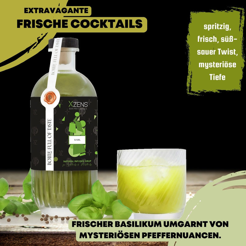 Xzens BASIL / LEMON PEPPER | natural infused premium sirup | Bar Mix Essenz