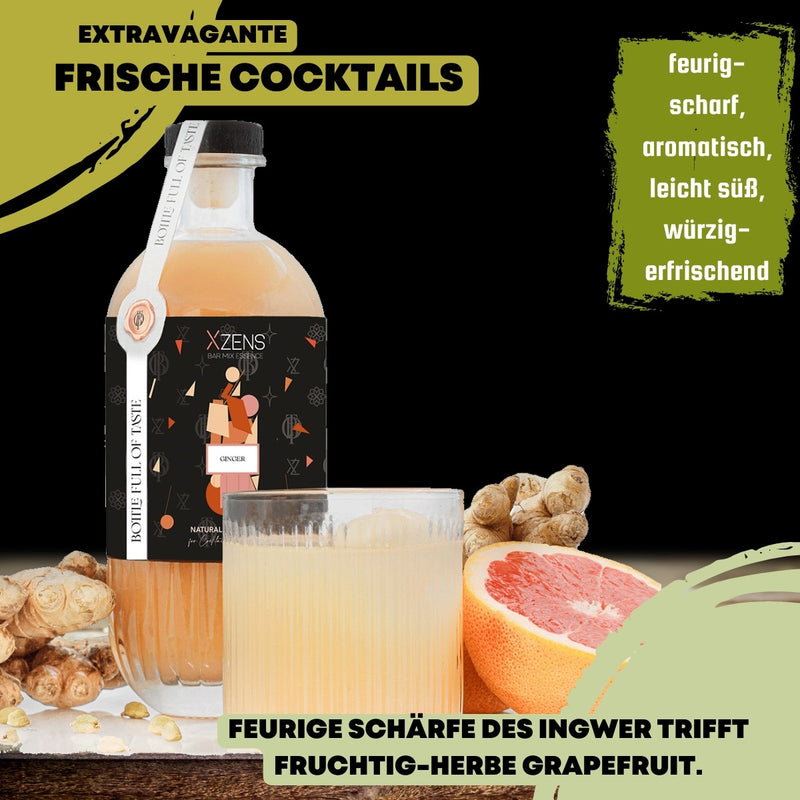 Xzens SPICY GINGER / GRAPEFRUIT | natural infused premium sirup | Bar Mix Essenz